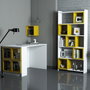 Hanah Home Escritorio de estudio y estantería Blanco y Amarillo